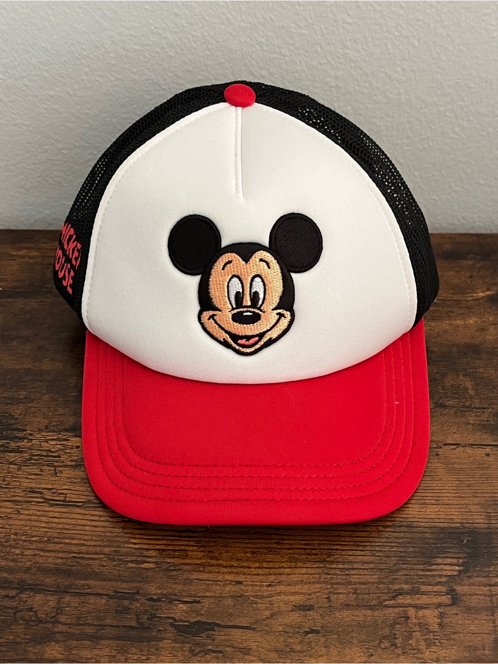 Disney Red, White & Black Mickey Mouse Kids Trucker Hat
